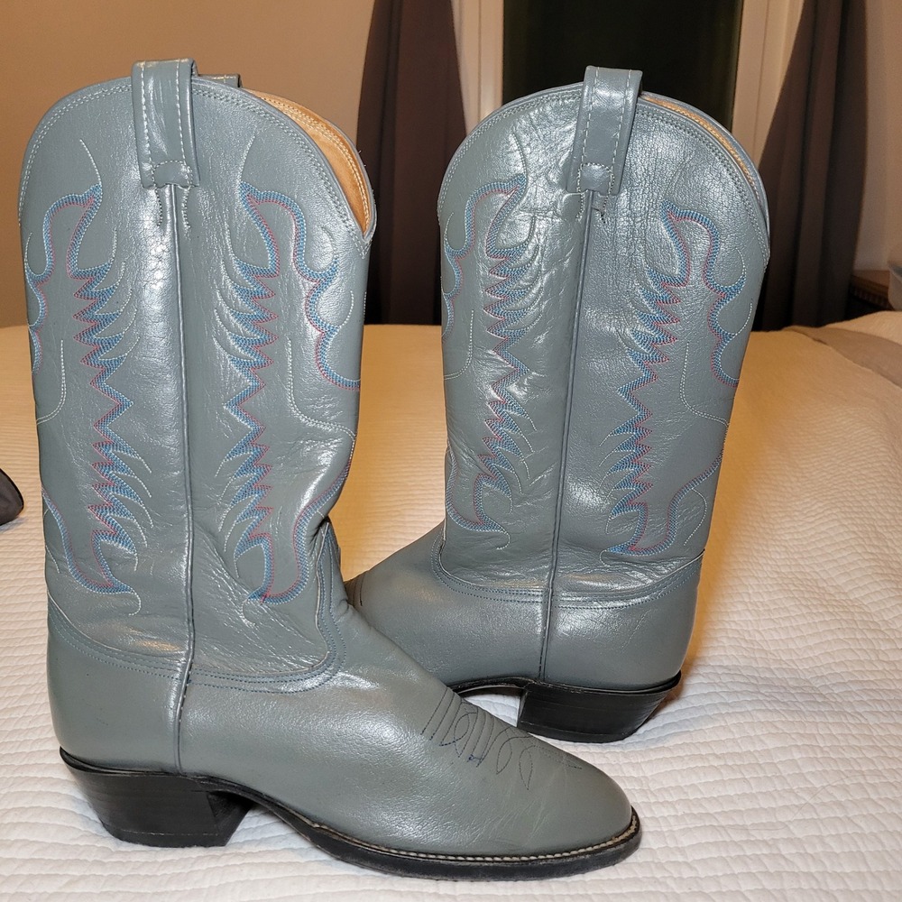 Don Cucos Nocona Men's Gray Leather Western Cowboy Boots Round Toe Size‎ 8.5 D